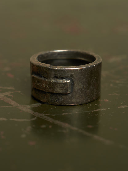 GOTI Oxidized .925 Silver Round Signet Ring