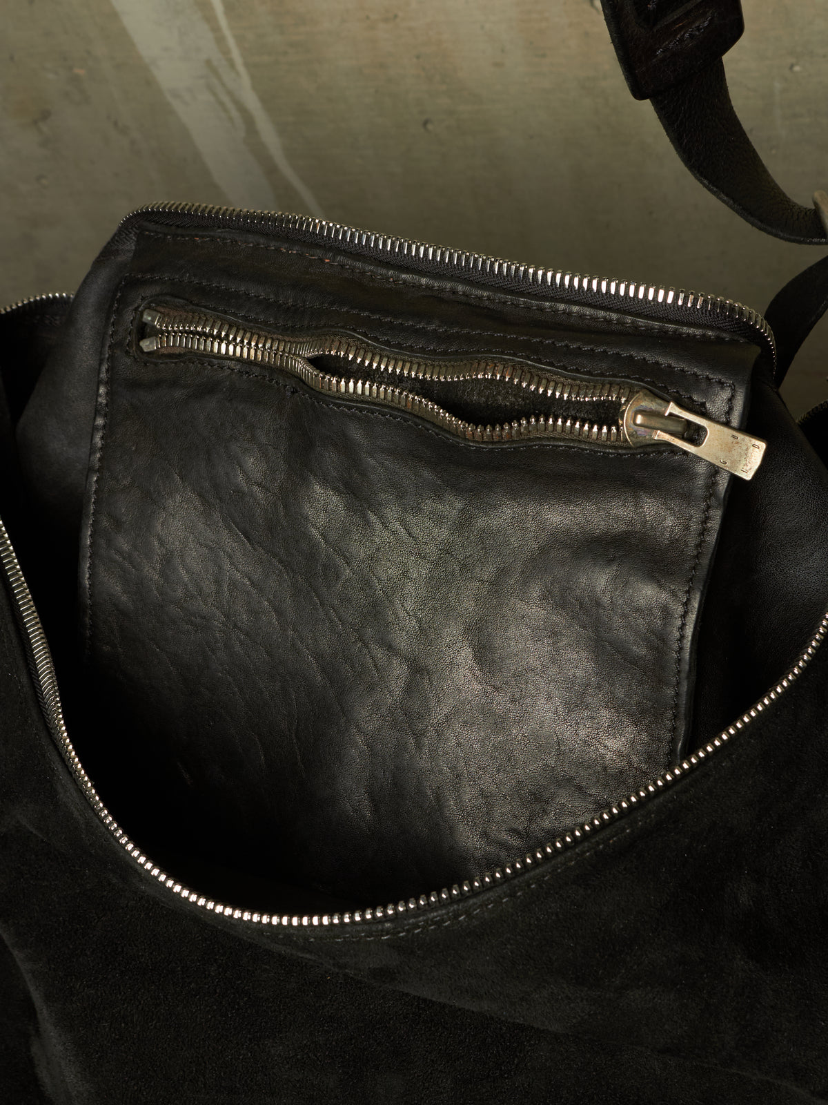 GUIDI 2010s 'Q15' Black Reverse Full-grain Horse Leather Weekender Bag