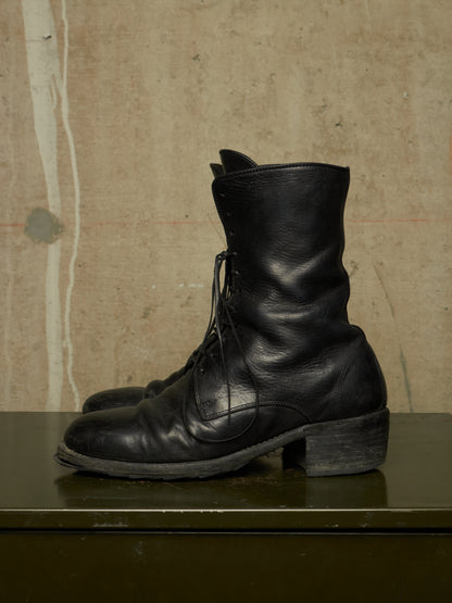GUIDI '791' Black Object-Dyed Horse Leather Tall Front Lace Boots