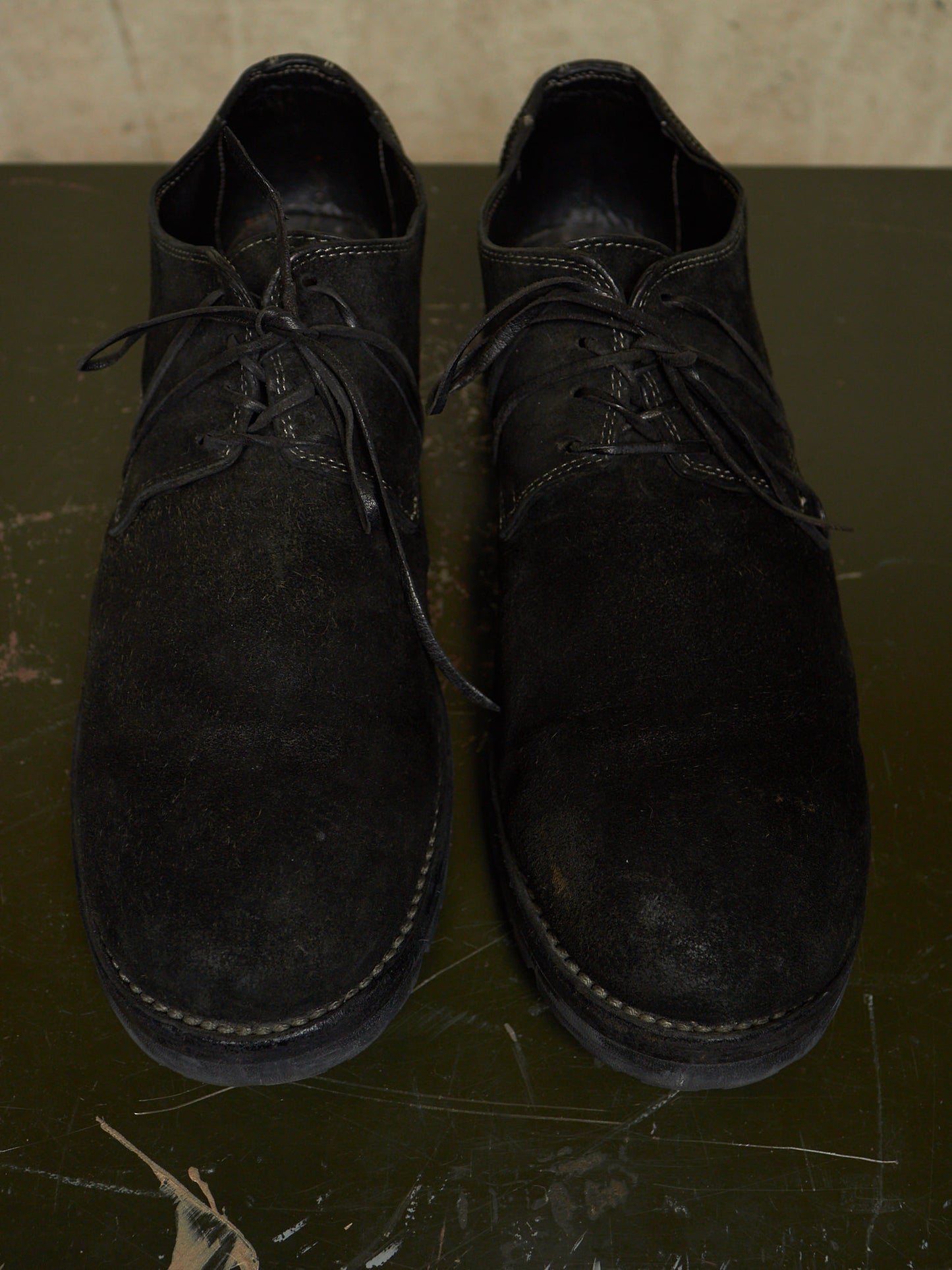 GUIDI '792V' Full-grain Reverse Horse Leather Derbies