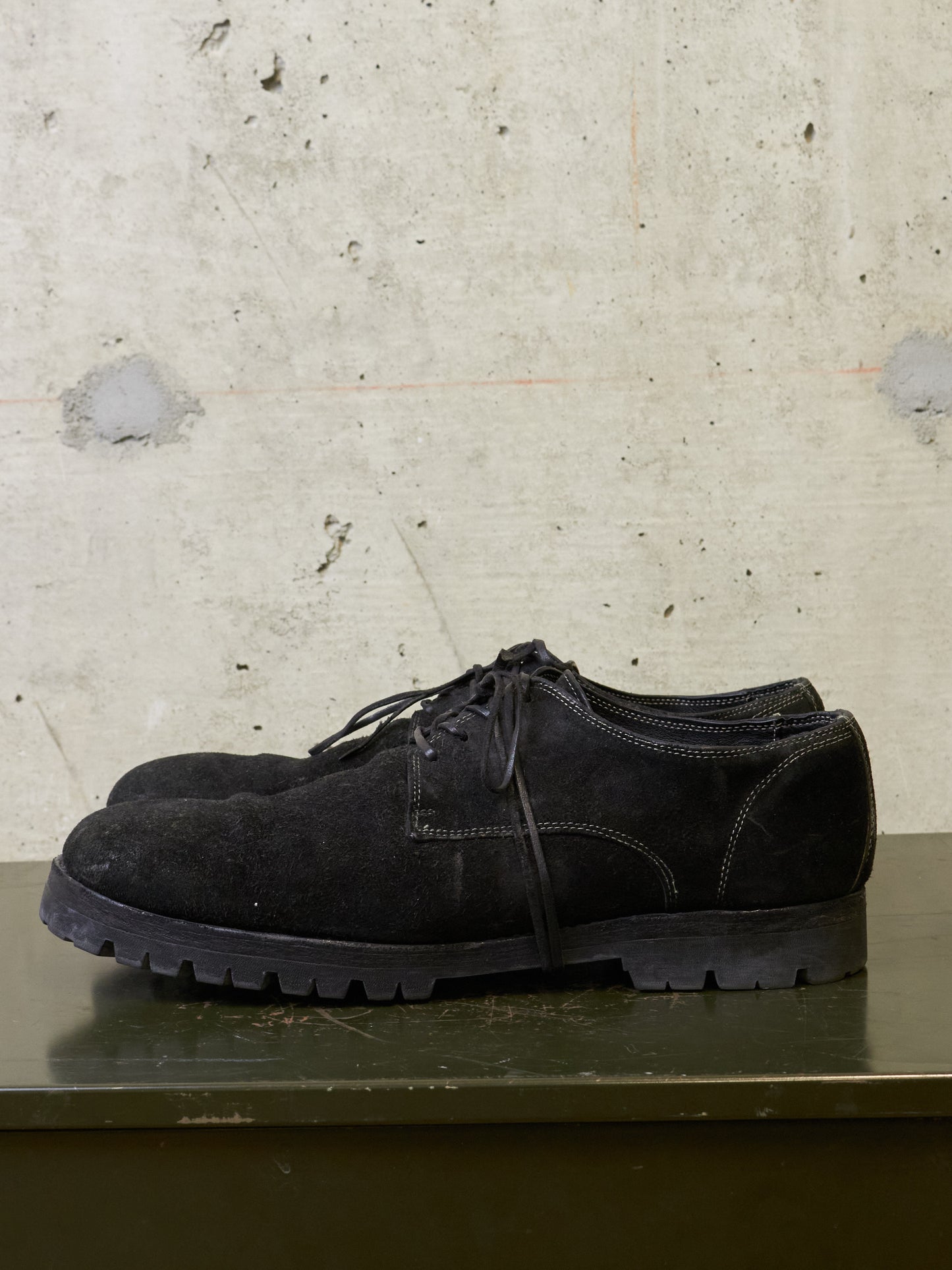 GUIDI '792V' Full-grain Reverse Horse Leather Derbies