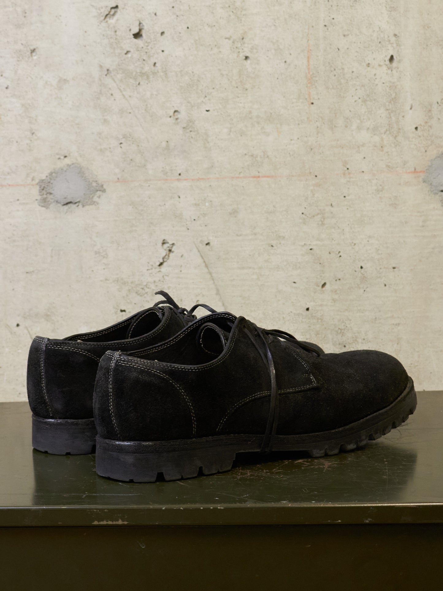 GUIDI '792V' Full-grain Reverse Horse Leather Derbies