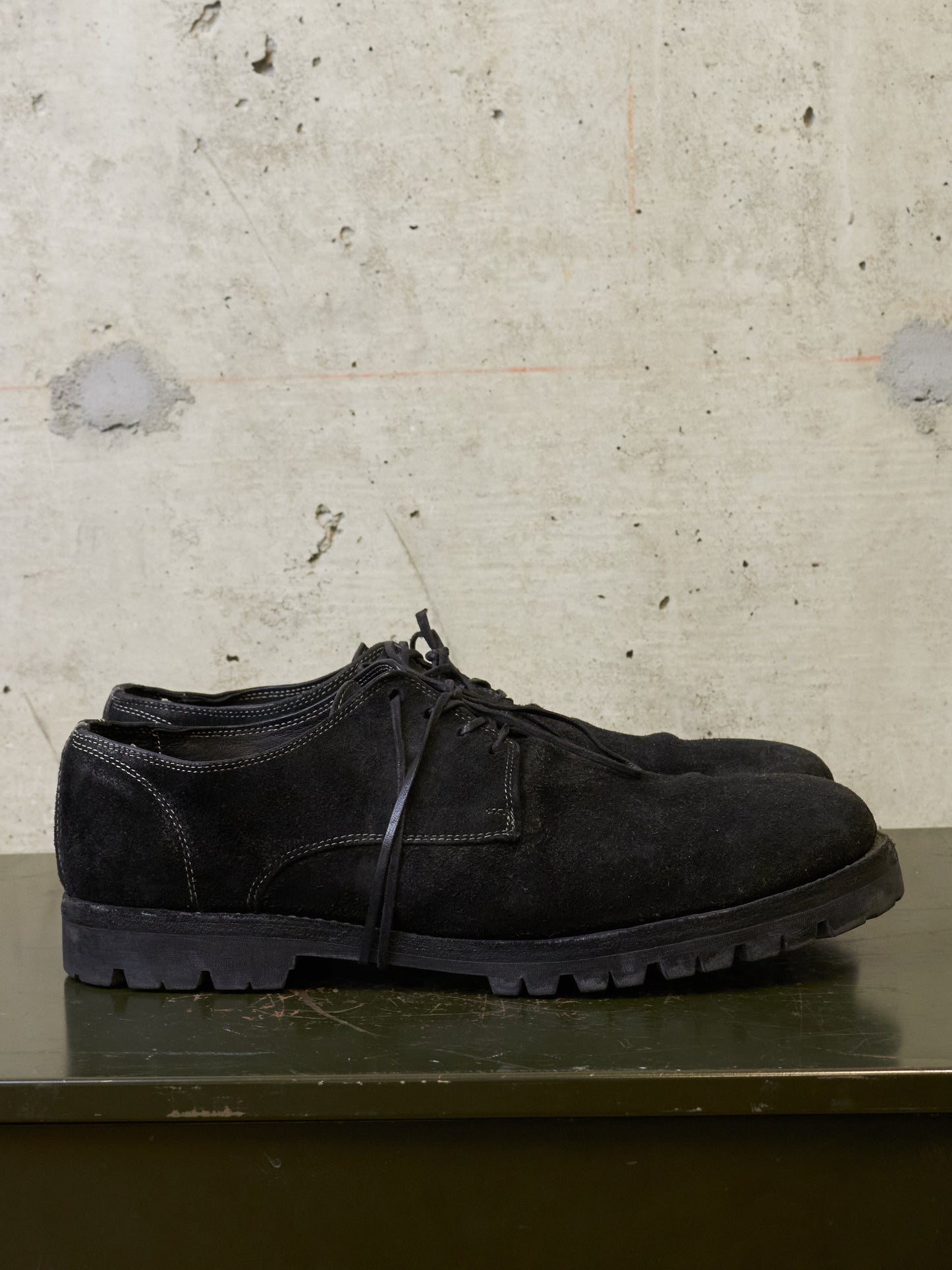 GUIDI '792V' Full-grain Reverse Horse Leather Derbies