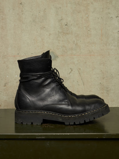 GUIDI ‘795V_N’ Black Horse Leather Lace-up Combat Boots