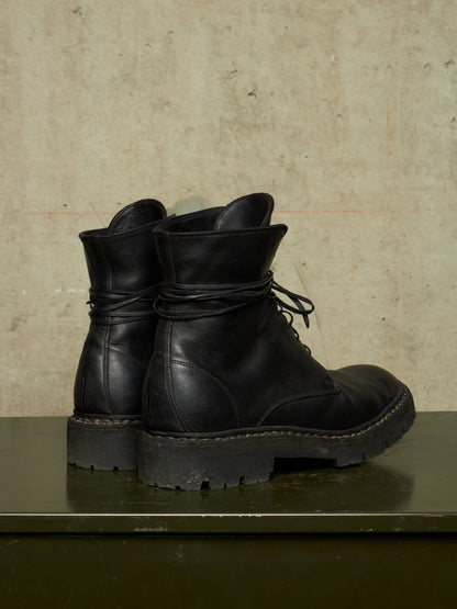 GUIDI ‘795V_N’ Black Horse Leather Lace-up Combat Boots