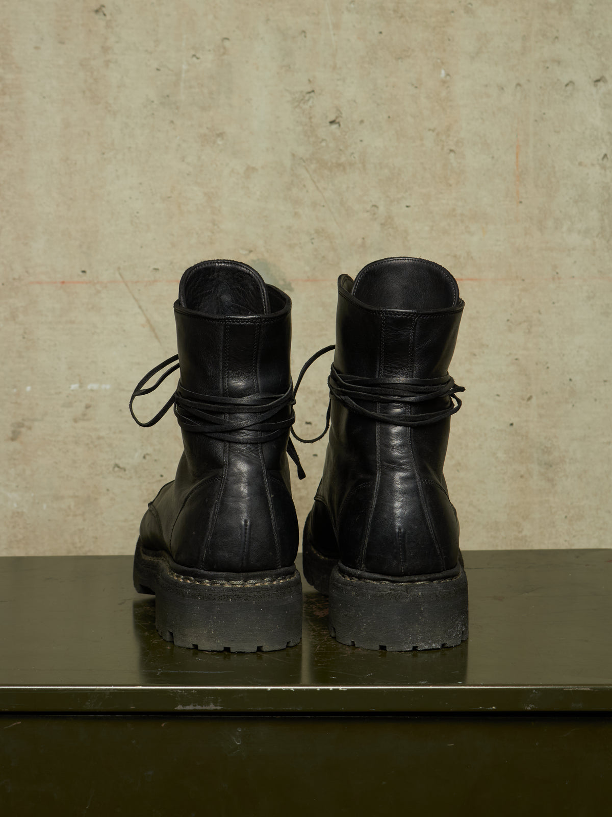 GUIDI ‘795V_N’ Black Horse Leather Lace-up Combat Boots