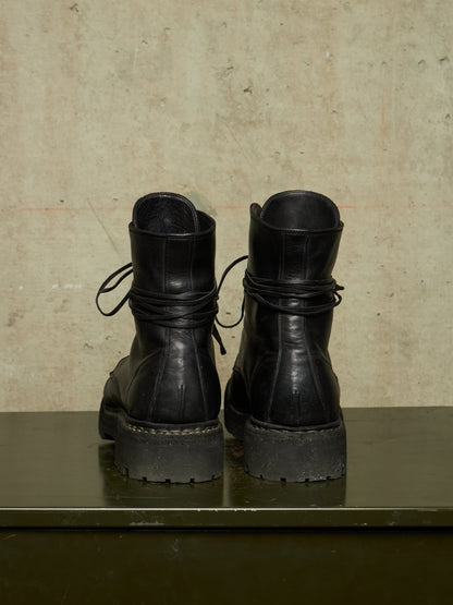 GUIDI ‘795V_N’ Black Horse Leather Lace-up Combat Boots