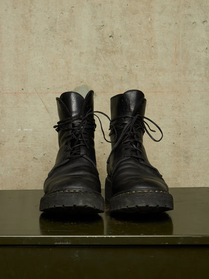 GUIDI ‘795V_N’ Black Horse Leather Lace-up Combat Boots