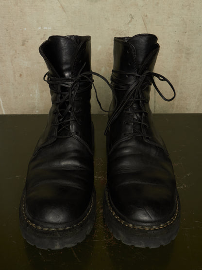 GUIDI ‘795V_N’ Black Horse Leather Lace-up Combat Boots
