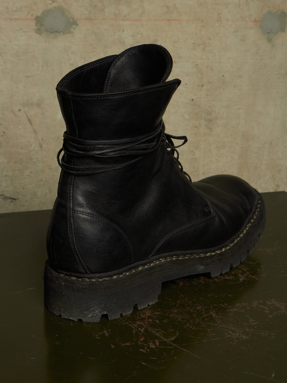 GUIDI ‘795V_N’ Black Horse Leather Lace-up Combat Boots