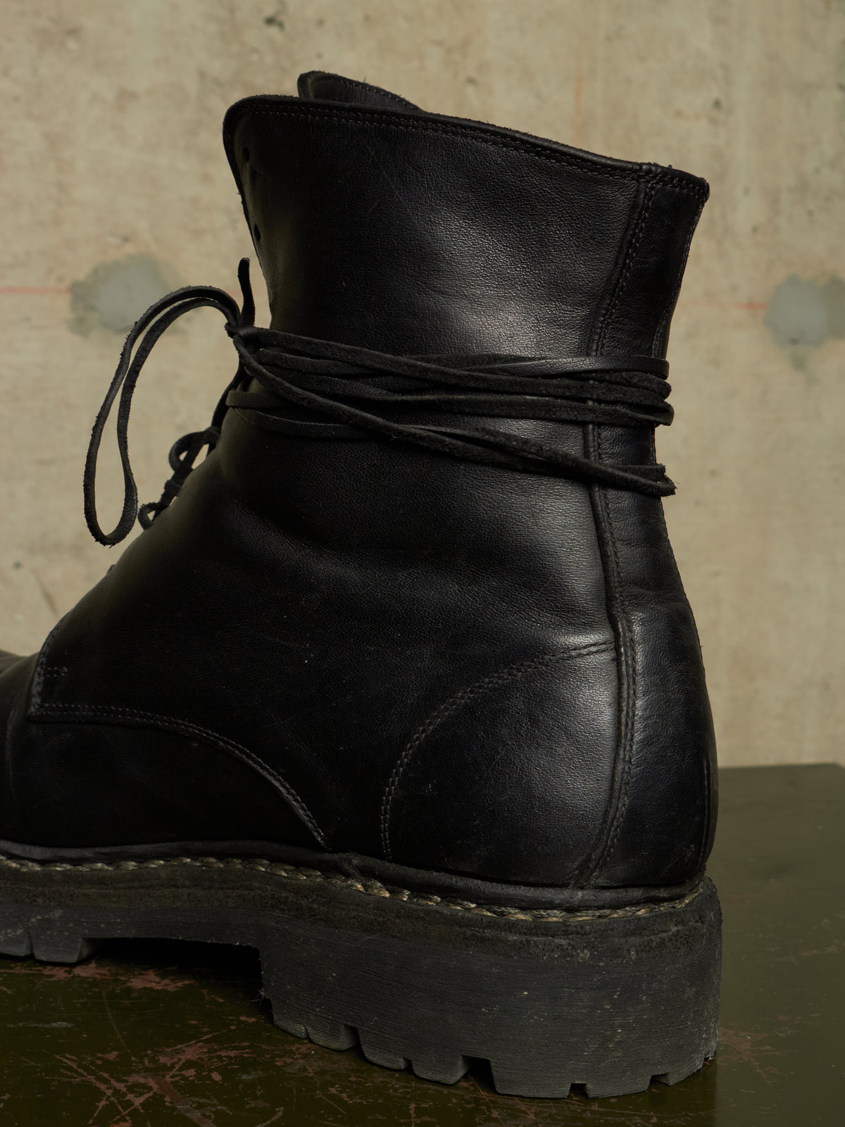 GUIDI ‘795V_N’ Black Horse Leather Lace-up Combat Boots