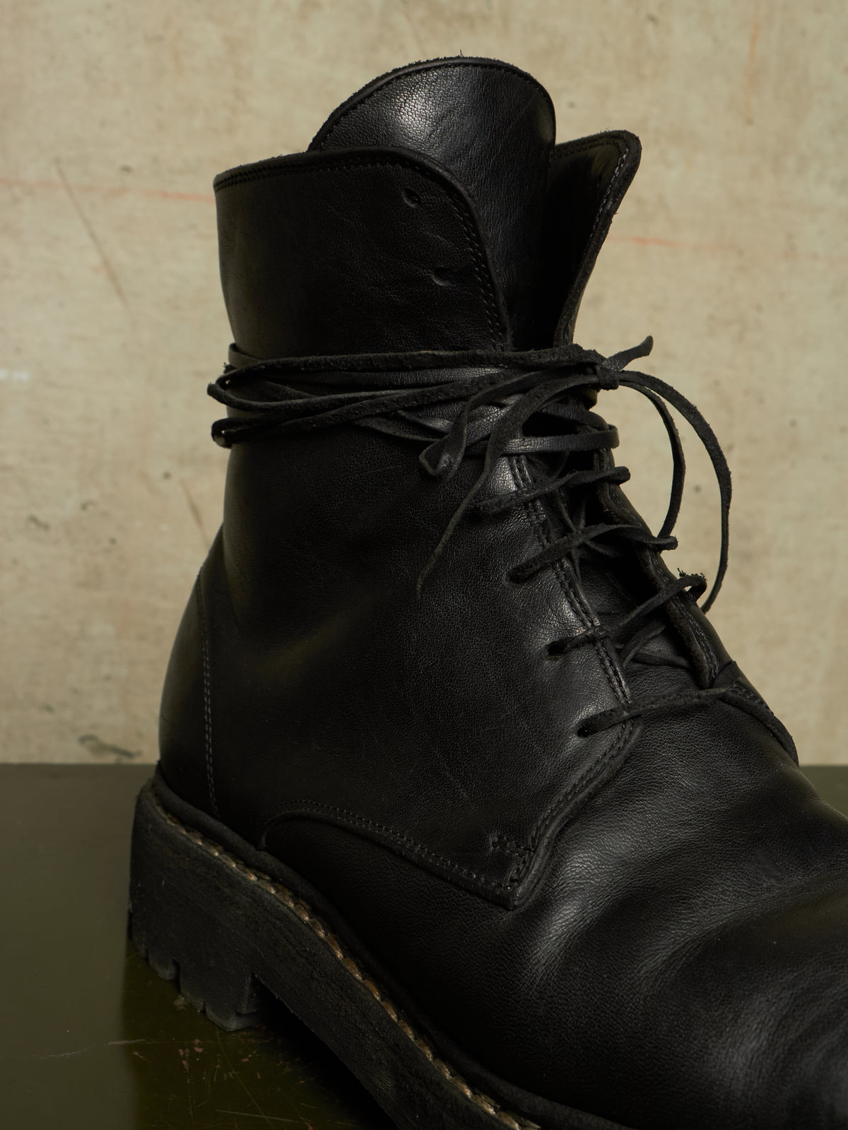 GUIDI ‘795V_N’ Black Horse Leather Lace-up Combat Boots