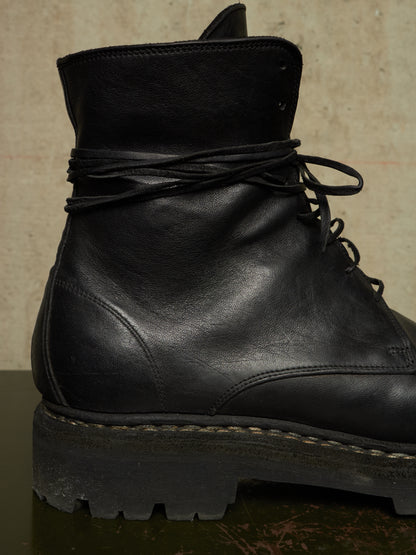 GUIDI ‘795V_N’ Black Horse Leather Lace-up Combat Boots