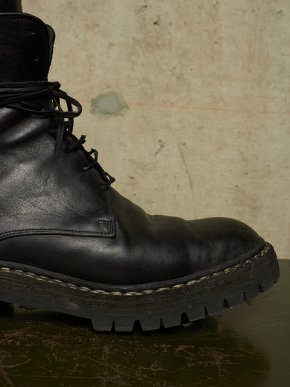 GUIDI ‘795V_N’ Black Horse Leather Lace-up Combat Boots