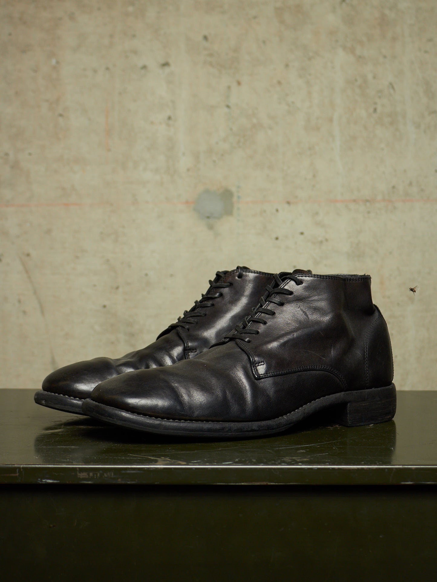 GUIDI '994' Black Full-grain Horse Leather Desert Ankle Boots