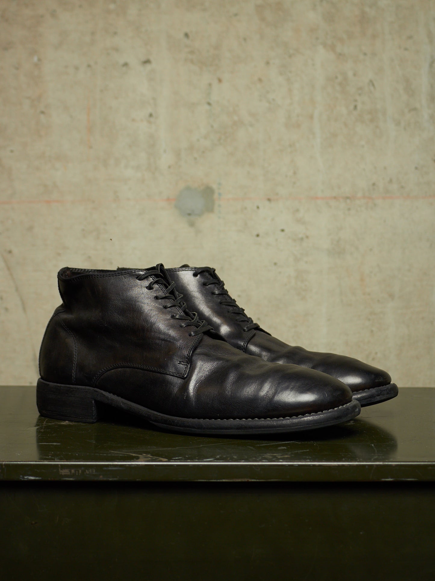 GUIDI '994' Black Full-grain Horse Leather Desert Ankle Boots