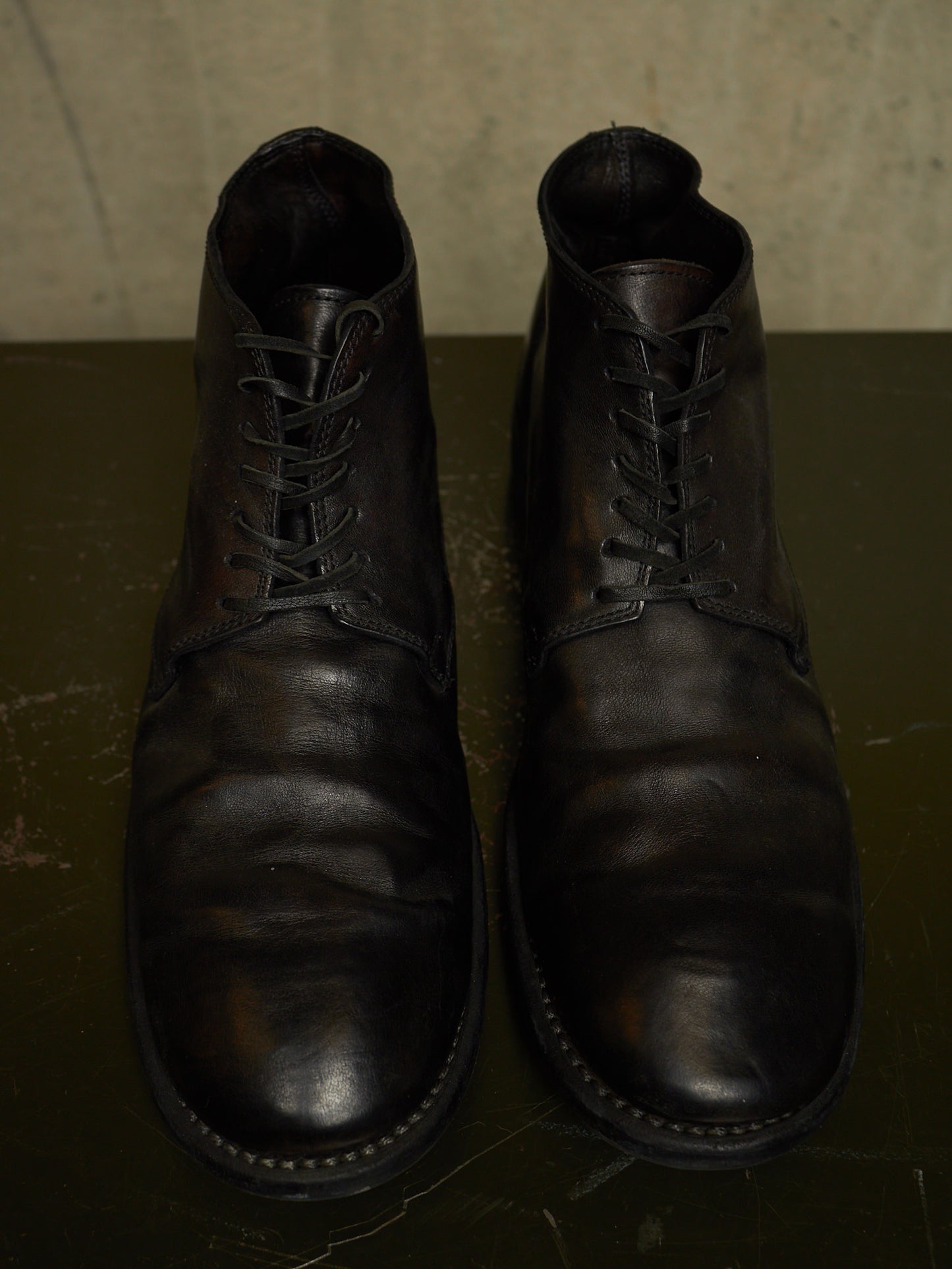 GUIDI '994' Black Full-grain Horse Leather Desert Ankle Boots
