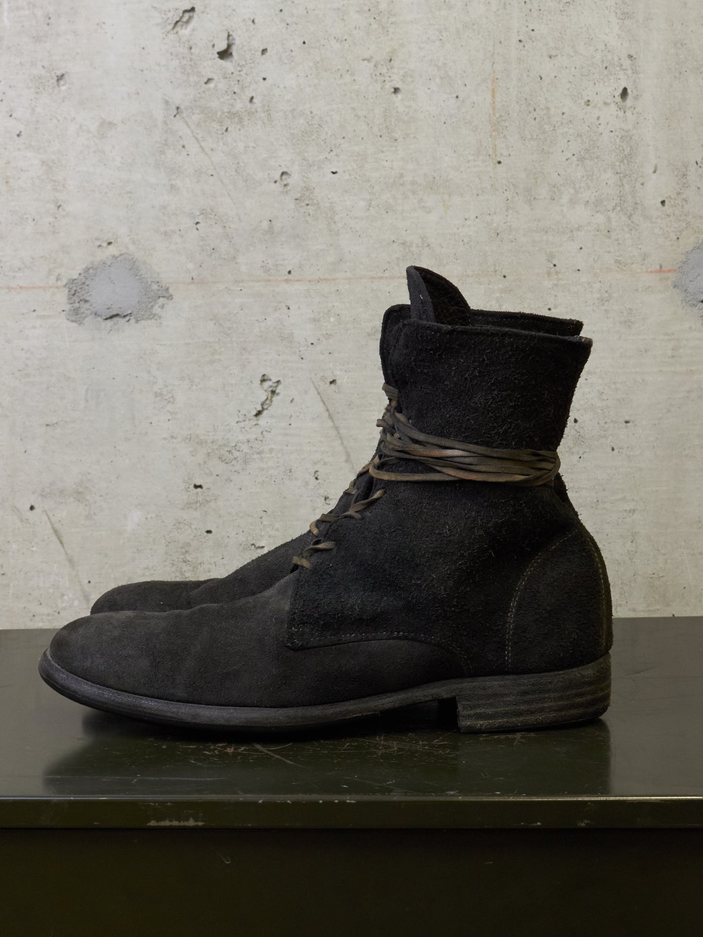 GUIDI '995' Full-grain Reverse Baby Buffalo Leather Lace-up Boots