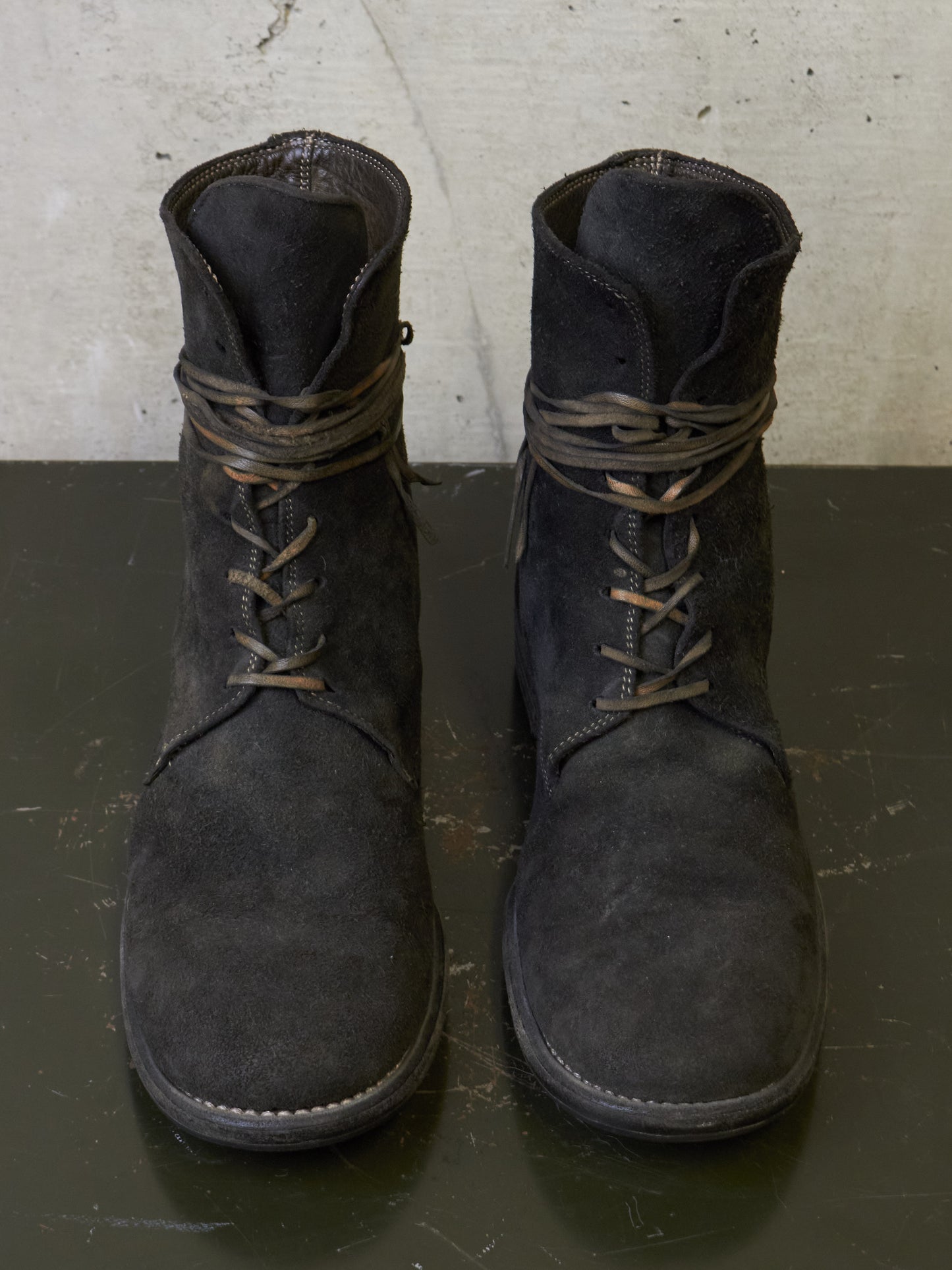 GUIDI '995' Full-grain Reverse Baby Buffalo Leather Lace-up Boots