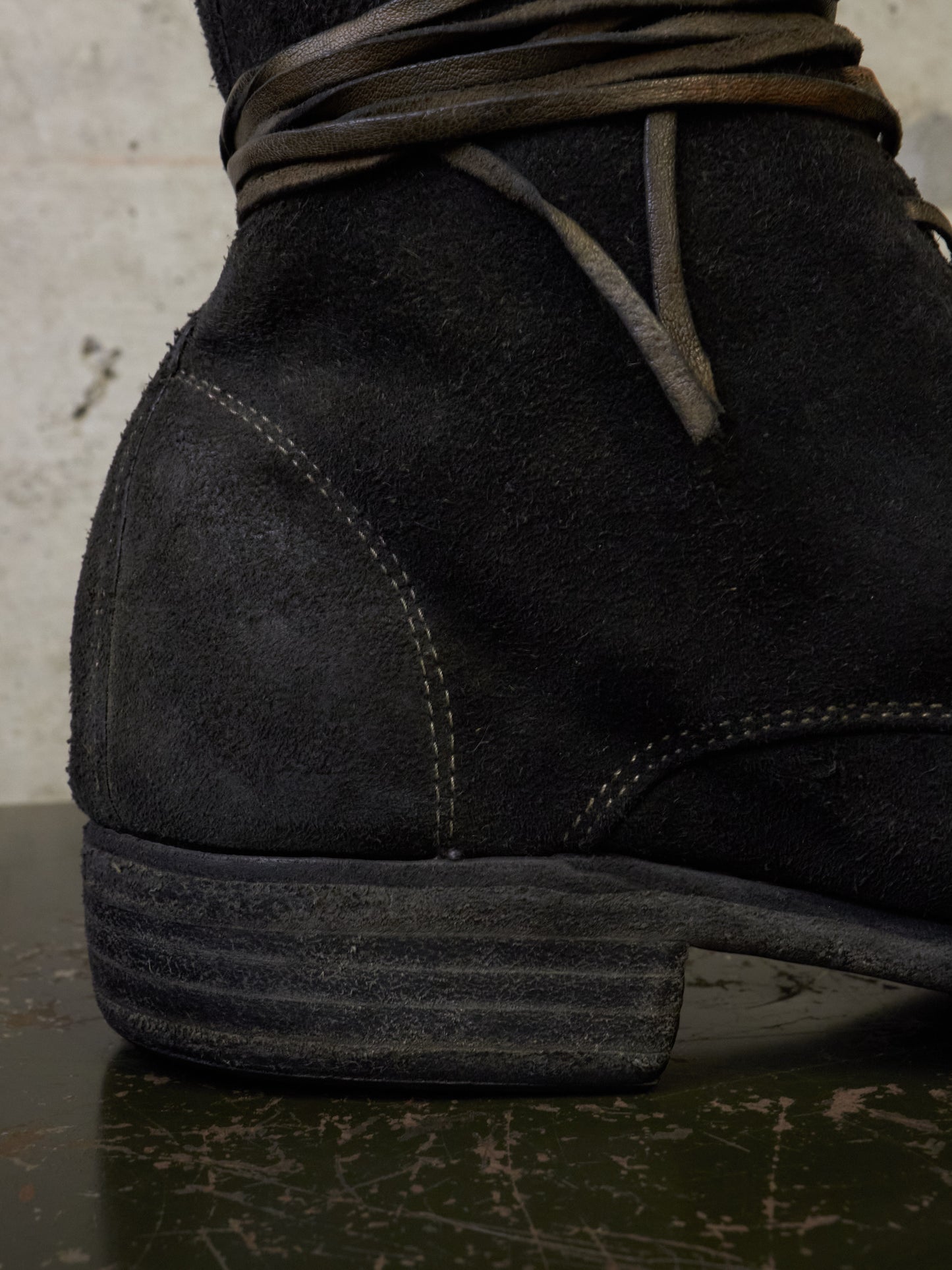 GUIDI '995' Full-grain Reverse Baby Buffalo Leather Lace-up Boots