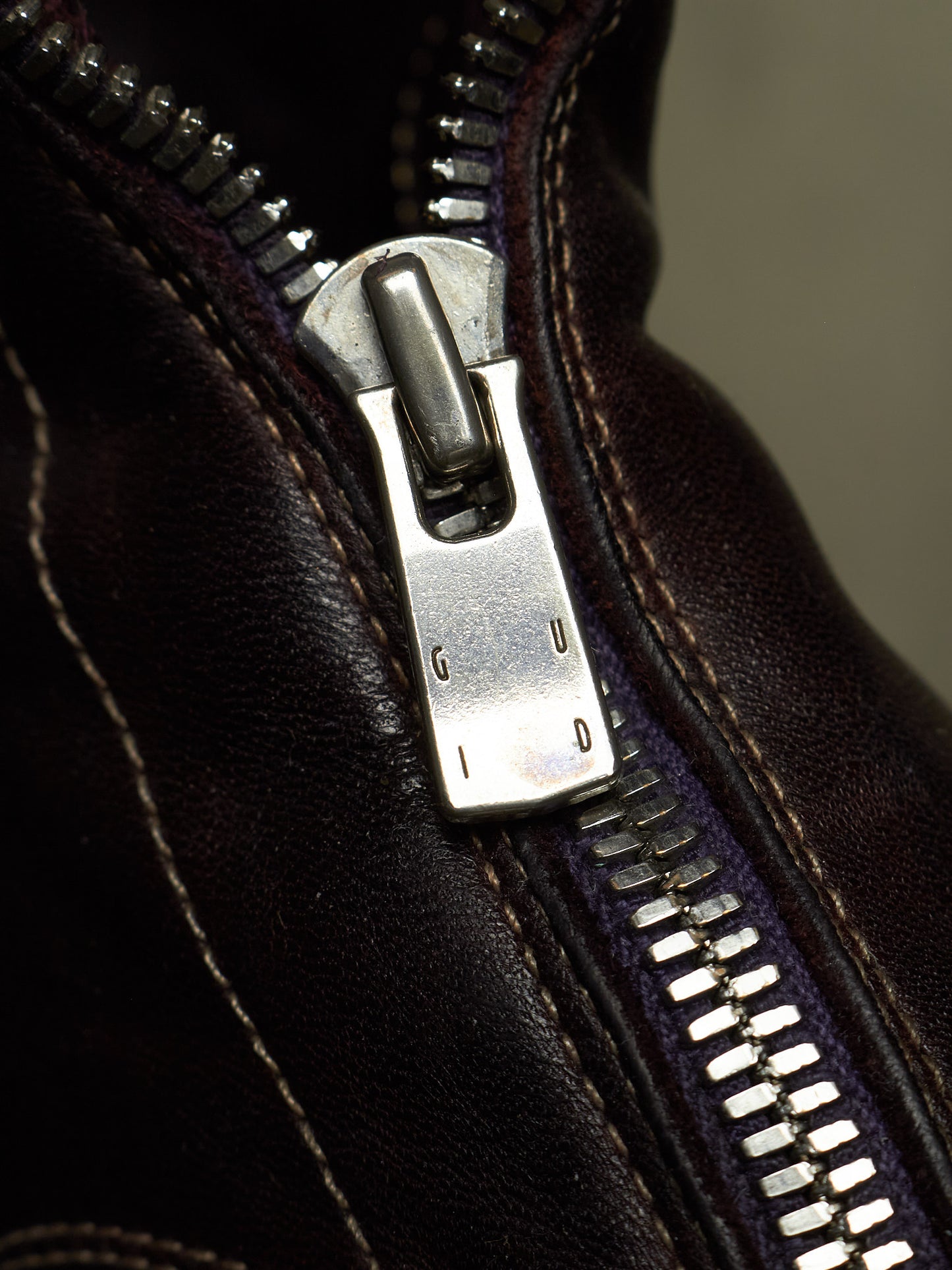 GUIDI x Amanojak AW23-24 '525V P151T' Dark Aubergine Chunky Dual Front Zip Horse Leather Boots