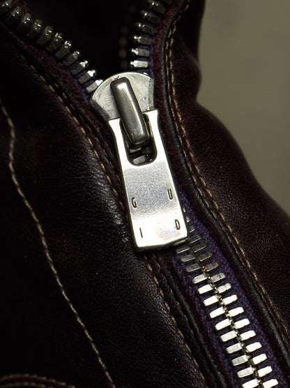 GUIDI x Amanojak AW23-24 '525V P151T' Dark Aubergine Chunky Dual Front Zip Horse Leather Boots