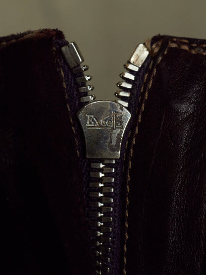 GUIDI x Amanojak AW23-24 '525V P151T' Dark Aubergine Chunky Dual Front Zip Horse Leather Boots