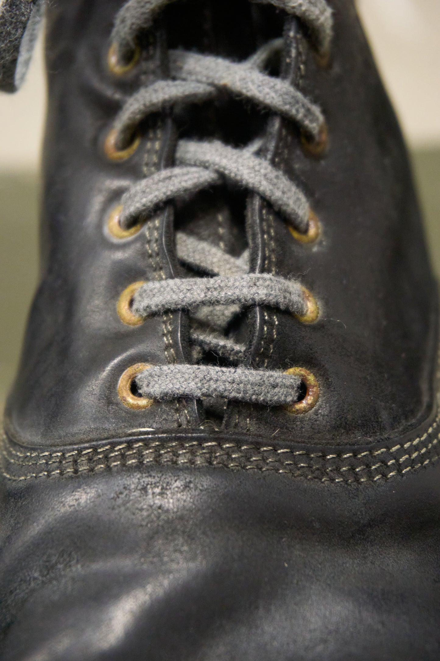 GUIDI '212' Black Full-grain Reverse Horse Leather Front Lace Ankle Boots