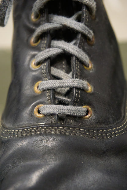 GUIDI '212' Black Full-grain Reverse Horse Leather Front Lace Ankle Boots