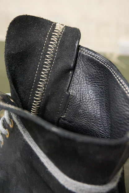 GUIDI '212' Black Full-grain Reverse Horse Leather Front Lace Ankle Boots