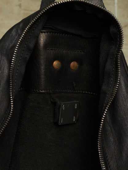 GUIDI 'DBP06' Black Full-grain Horse Leather 2 Zip Backpack