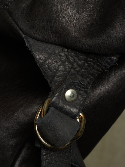 GUIDI 'DBP06' Black Full-grain Horse Leather 2 Zip Backpack