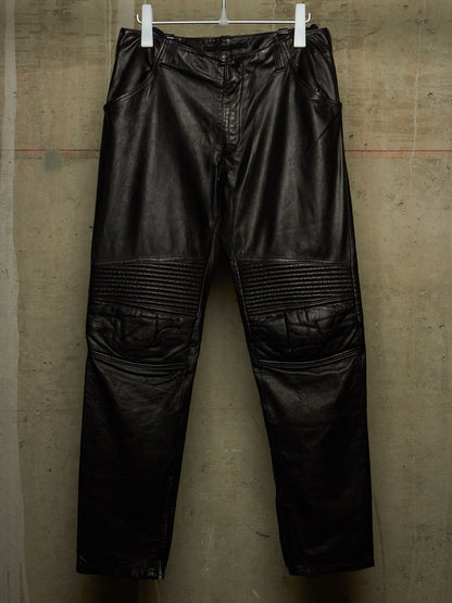 Helmut Lang AW99 Black Lamb Leather Astro Biker Pants