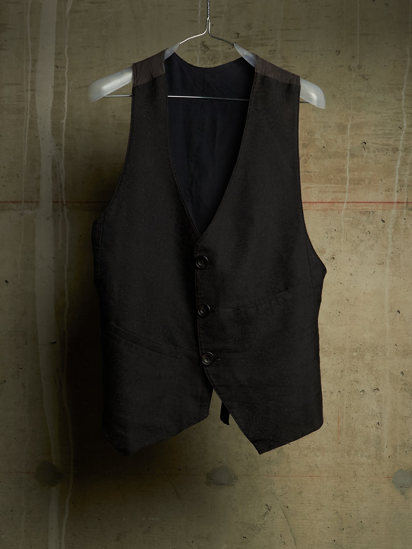 IfSixWasNine Early 00s 'NO. SLIP VEST/M 6121GK' Black Jacquard Vest