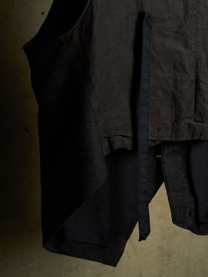 IfSixWasNine Early 00s 'NO. SLIP VEST/M 6121GK' Black Jacquard Vest