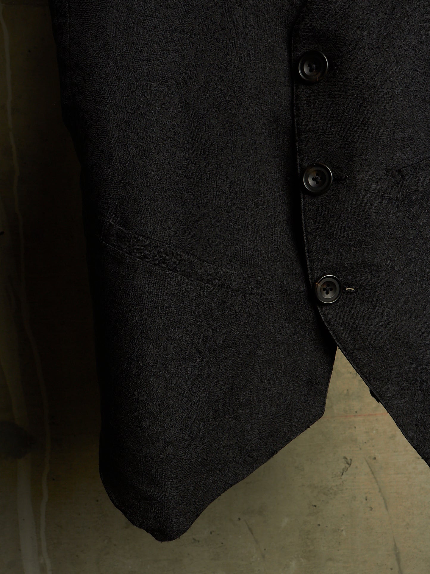 IfSixWasNine Early 00s 'NO. SLIP VEST/M 6121GK' Black Jacquard Vest