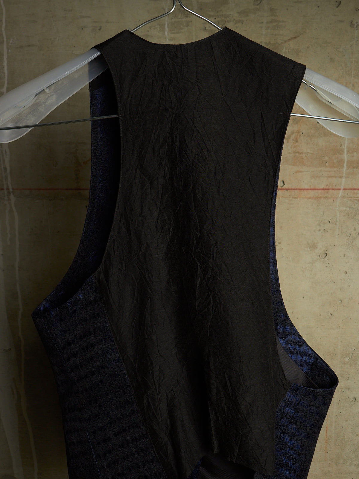 IfSixWasNine Early 00s 'NO. SLIP VEST+SKL 2120T0' Midnight Blue Silk Jacquard Skull Button Vest