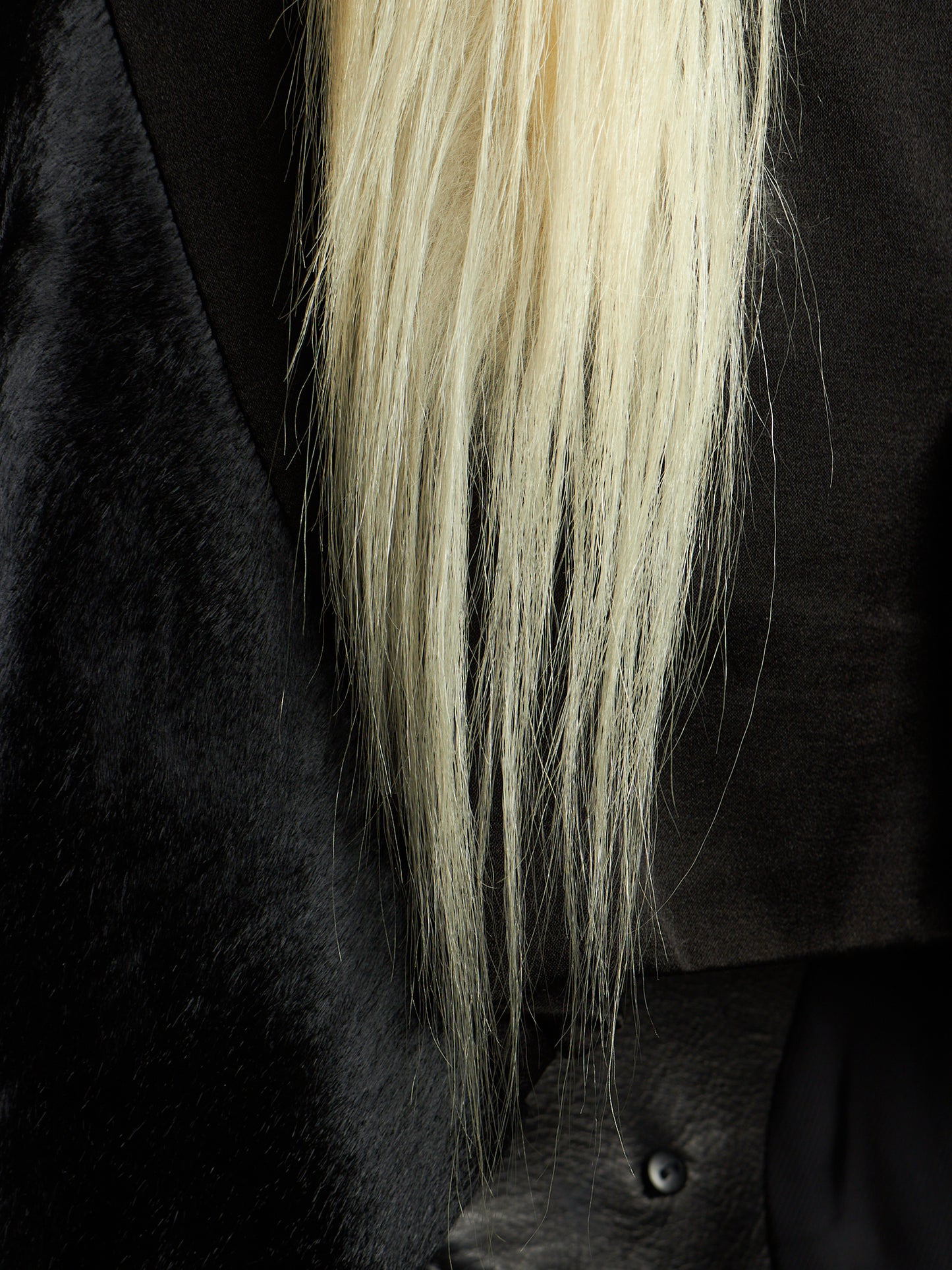 IfSixWasNine Early 00s 'NO. WHITE TAIL-SLIP VEST LE-HRN' Black Pony Hair White Goat Fur Vest