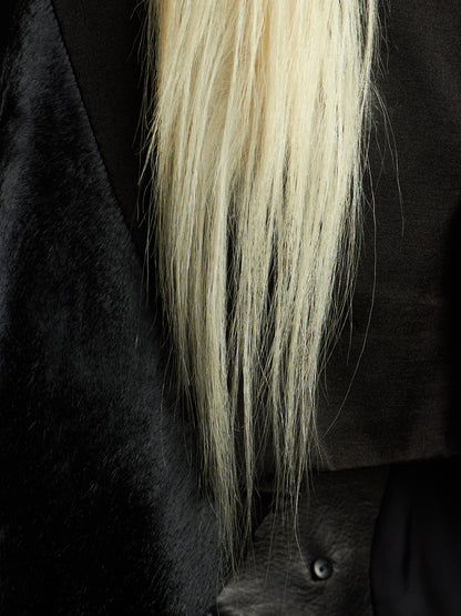 IfSixWasNine Early 00s 'NO. WHITE TAIL-SLIP VEST LE-HRN' Black Pony Hair White Goat Fur Vest