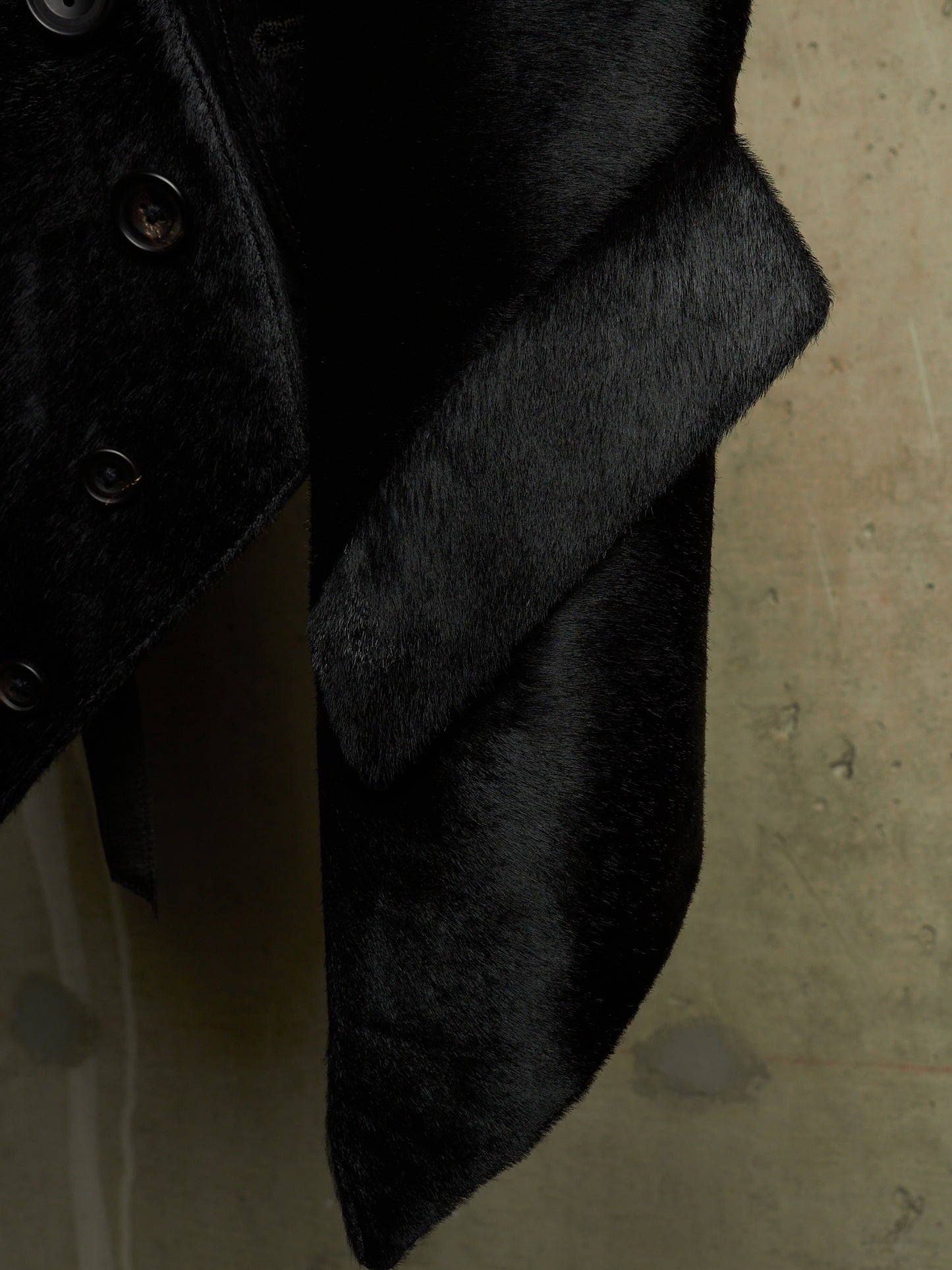 IfSixWasNine Early 00s 'NO. WHITE TAIL-SLIP VEST LE-HRN' Black Pony Hair White Goat Fur Vest
