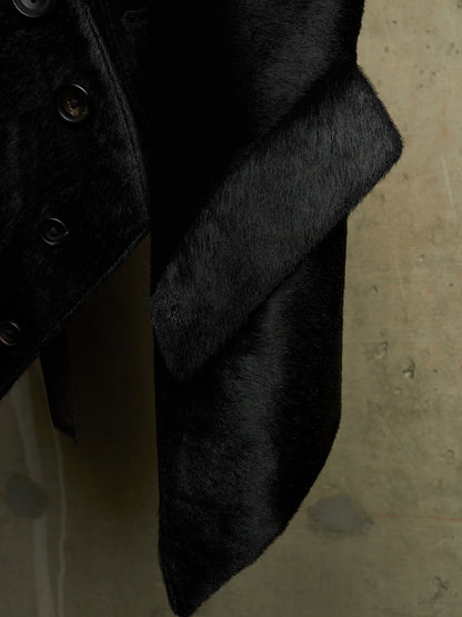 IfSixWasNine Early 00s 'NO. WHITE TAIL-SLIP VEST LE-HRN' Black Pony Hair White Goat Fur Vest