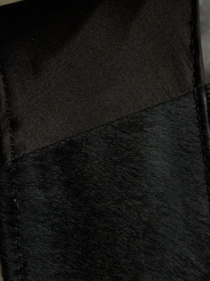 IfSixWasNine Early 00s 'NO. WHITE TAIL-SLIP VEST LE-HRN' Black Pony Hair White Goat Fur Vest