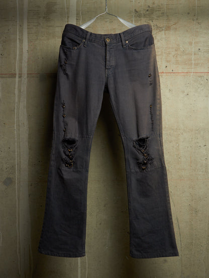 IfSixWasNine Early 00s 'NO. MUD MAX/SBCM 0305ADK' Distressed Flared Denim