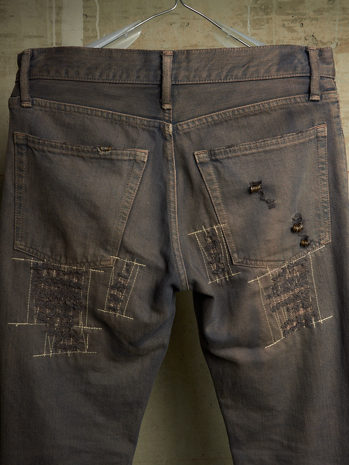 IfSixWasNine Early 00s 'NO. MUD MAX/SBCM 0305ADK' Distressed Flared Denim