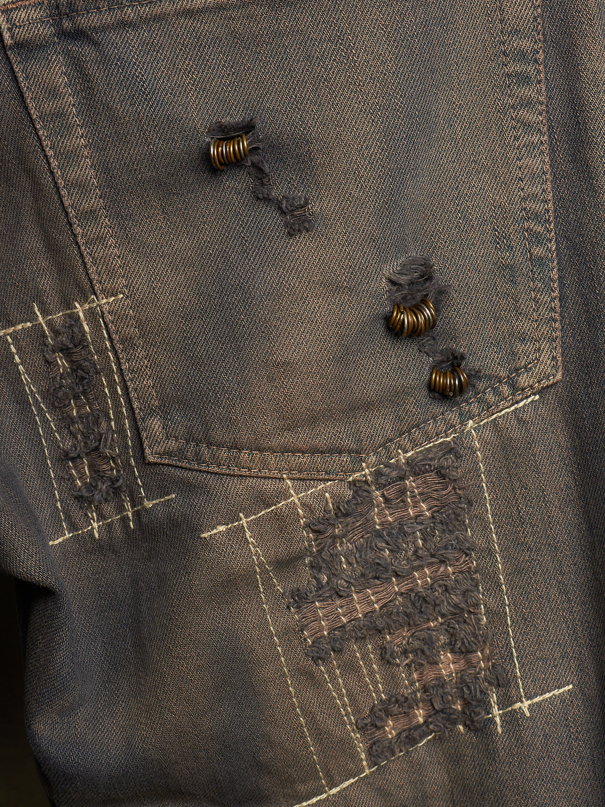 IfSixWasNine Early 00s 'NO. MUD MAX/SBCM 0305ADK' Distressed Flared Denim