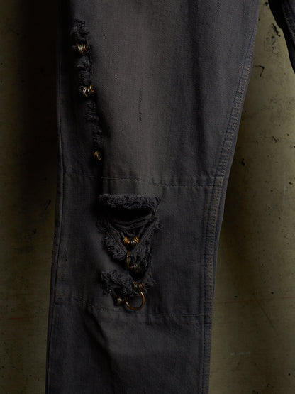 IfSixWasNine Early 00s 'NO. MUD MAX/SBCM 0305ADK' Distressed Flared Denim