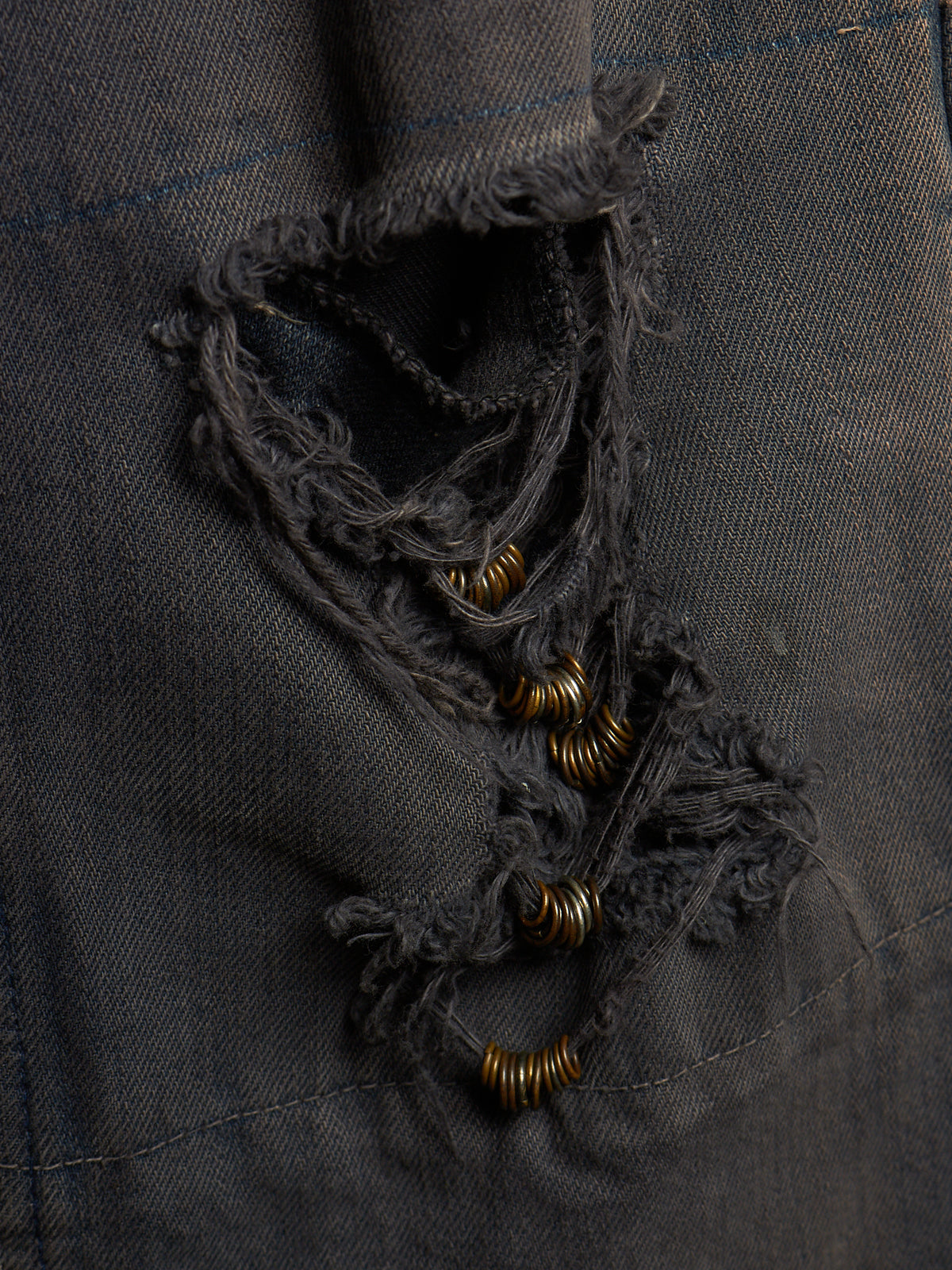 IfSixWasNine Early 00s 'NO. MUD MAX/SBCM 0305ADK' Distressed Flared Denim