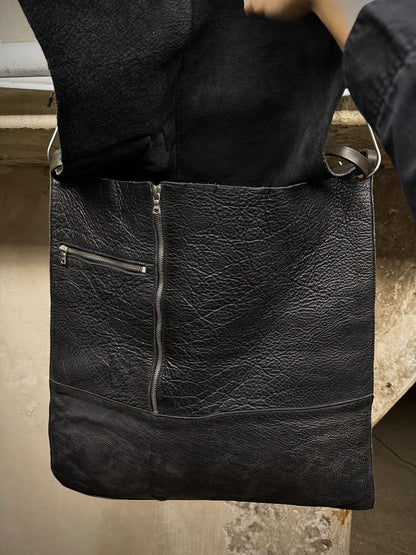 m.a+ by Maurizio Amadei 00s Bison Leather Square Patchwork Utility Bag detail | DRIEW GARMENTS