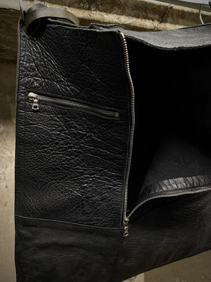 m.a+ by Maurizio Amadei 00s Bison Leather Square Patchwork Utility Bag detail | DRIEW GARMENTS