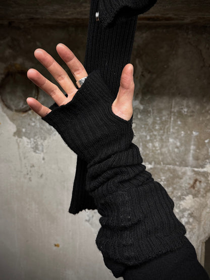 Rick Owens AW25 "CONCORDIANS" Virgin Wool Rib Knit Arm Warmers detail | DRIEW GARMENTS